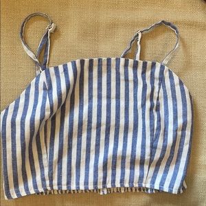 blue and white stripped crop top